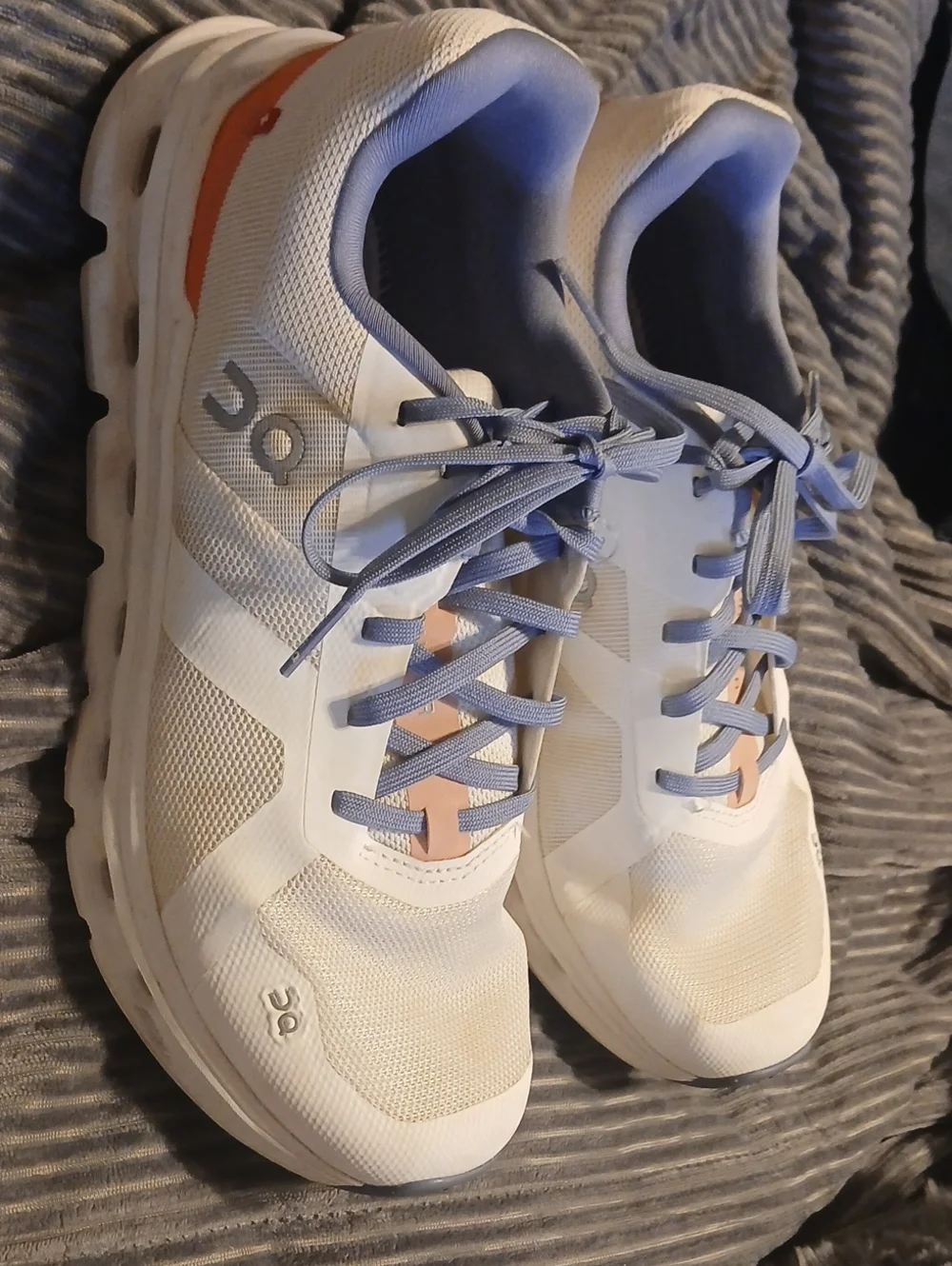 On Running Women's White Athletic Sneakers with Lavender and Peach Accents
